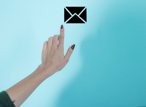 woman holding finger the sms