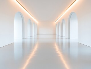 empty modern hall with arches and lights