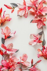 Obraz premium A wedding card design featuring soft watercolor Cattleya flowers in pink hues, framing a horizontal space