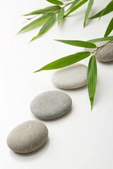 Zen Stones with Bamboo Minimalist Composition