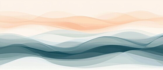 Abstract Aesthetic Waves of Soft Pastel Colors in Gradients on a Light Background