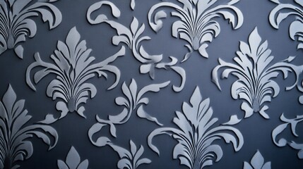 Grey Damask Background with Elegant Floral Pattern and Refined Details for Sophisticated Design