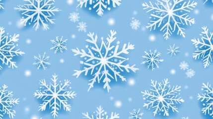 Light Blue Festive Snowflake Seamless Design for Winter Holiday Season