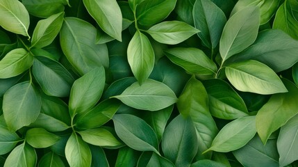 Obraz premium Lush Green Leaves in a Dense Pattern Seamless Natural Foliage Background for Botanical Designs