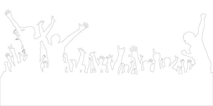 Contour of cheerful crowd of people. Vector illustration - Powered by Adobe