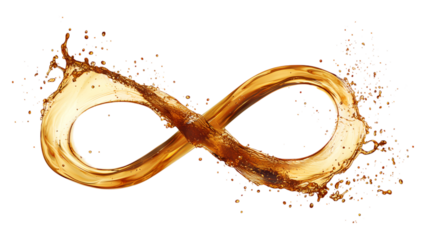 Dynamic splash forming infinity shape studio setting liquid art isolated view creative concept, isolated on white or transparent background