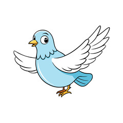 Dove Bird Vector Illustration – Cartoon, Clipart & Line Art Design on White Background, Dove bird vector clipart in cartoon, line art, and illustration style on a white background.