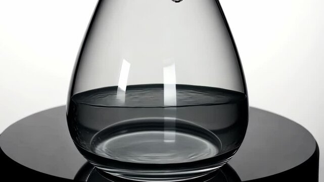 A detailed close-up shot of a glass water pipe, featuring smoke flowing through the downstem and bowl, with a minimalist background.
