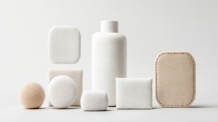 Minimalist still life of spa and skincare products.