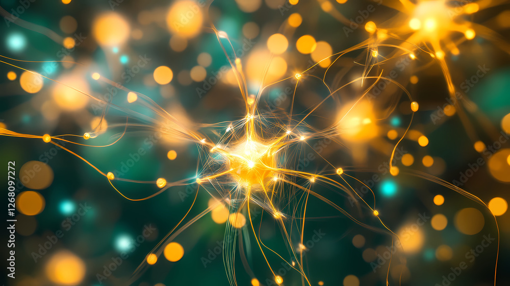 Aufkleber abstract neuron network: an abstract and mesmerizing representation of a neuron network, with interc