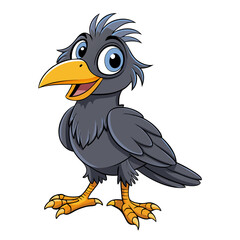 Naklejka premium Crow Bird Vector Illustration – Cartoon, Clipart & Line Art Design on White Background, Crow bird vector clipart in cartoon, line art, and illustration style on a white background.