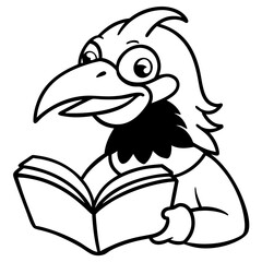 Crow Bird Vector Illustration – Cartoon, Clipart & Line Art Design on White Background, Crow bird vector clipart in cartoon, line art, and illustration style on a white background.