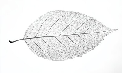 Obraz premium A close-up shot of a leaf with detailed veins and ridges against a simple white background, leaf, botanical, detail