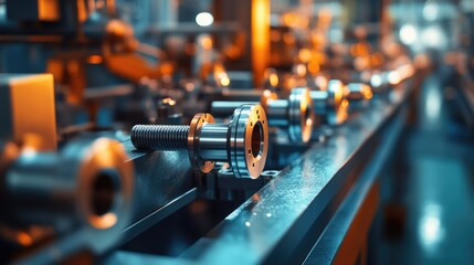 Naklejka premium Precision Machined Parts on Automated Assembly Line