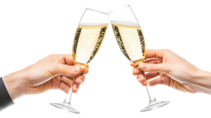 Two champagne glasses clinking together in a toast, celebrating a joyous moment.