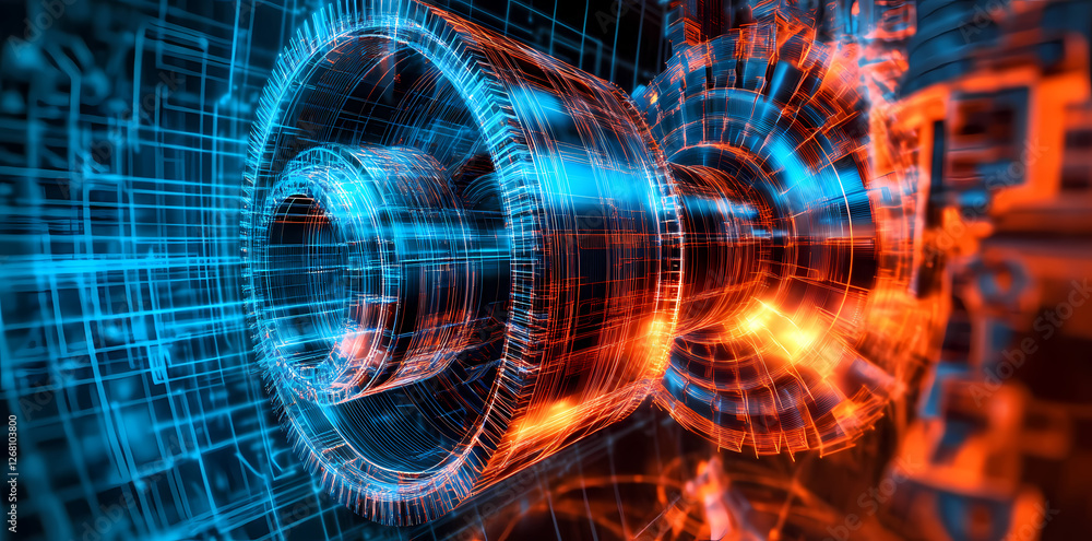 Poster engineered efficiency: an intricate and mesmerizing close-up of a machine's inner workings, showcasi