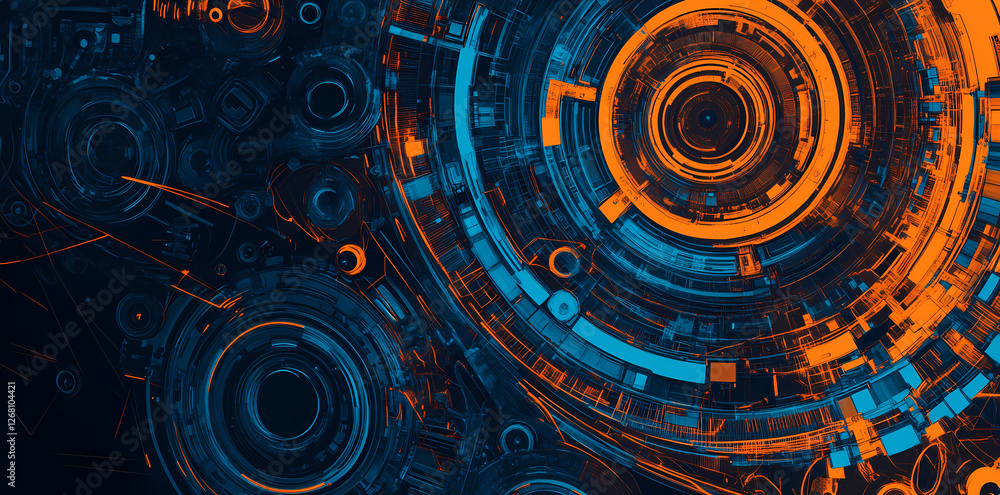 Aufkleber abstract tech pattern: a mesmerizing digital art illustration featuring a swirling interplay of over