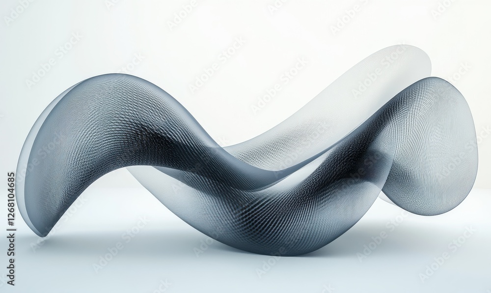 Poster an abstract design with a wavy circle, depicted in a 3d render on a white background.