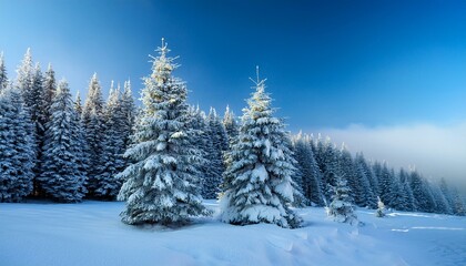 Naklejka premium spruce in the snow in winter