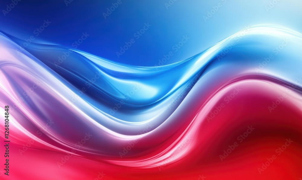 Poster abstract energy waves in vibrant red and blue tones, dynamic motion and smooth gradients adding dept