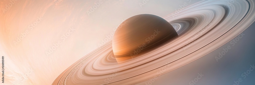 Poster Planet Saturn orbits in space with its iconic rings visible during a stunning celestial display. Generative AI