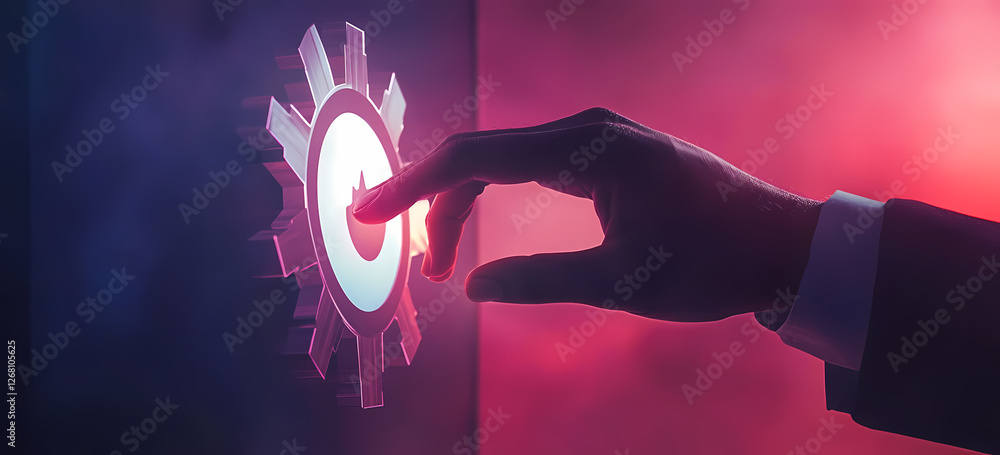 Poster activating potential: a hand reaches out to touch a glowing gear icon, symbolizing the activation of