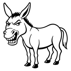  Donkey Animal Vector Illustration – Cartoon, Clipart & Line Art Design on White Background,  Donkey animal vector clipart in cartoon, line art, and illustration style on a white background.