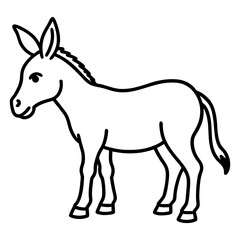  Donkey Animal Vector Illustration – Cartoon, Clipart & Line Art Design on White Background,  Donkey animal vector clipart in cartoon, line art, and illustration style on a white background.