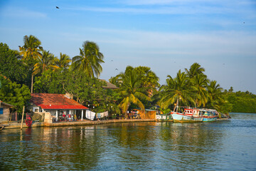 Colorful fishing boats on Negombo Lagoon, Colombo, Sri Lanka, Asia	
