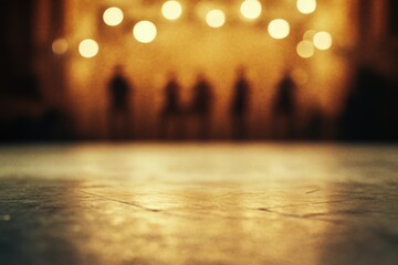 Cinematic moment capturing dynamic movement of actors against warm tones in an engaging performance. Generative AI