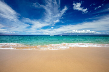 Turquoise Sea and Golden Sand at Kaanapali Beach, Maui