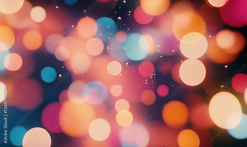Poster artistic macro shot of colorful abstract bubbles glowing under soft light, creating a playful aesthe