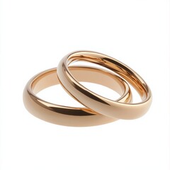 Two Gold Wedding Rings on White Background
