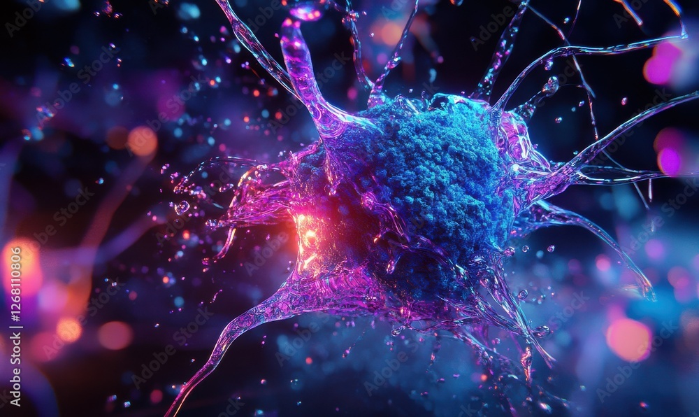 Poster high-speed internet and neural networks. neon flash for nano projects. a nanotechnology business sol