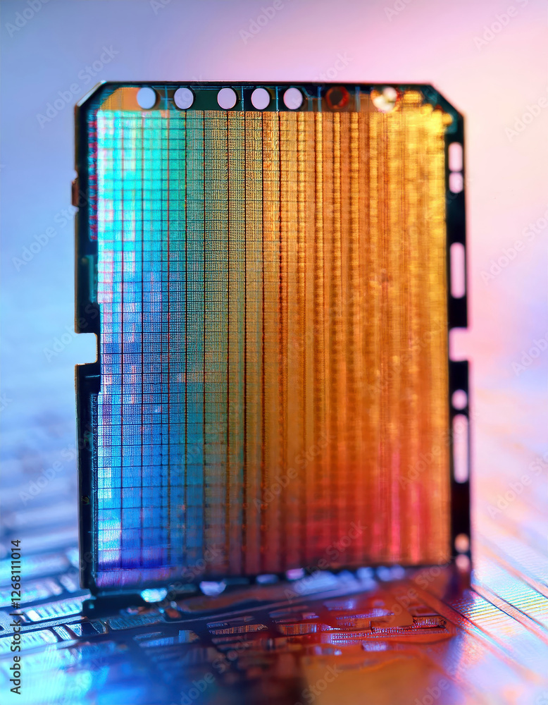 Aufkleber stunning close-up view of a digital camera sensor plate reflecting vibrant colors and patterns