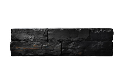 Fototapeta premium Black Stone Blocks Rough Texture, Dark Grunge Background for Modern Design, isolated on transparent background.