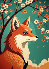 Obraz premium fox in the grass vector