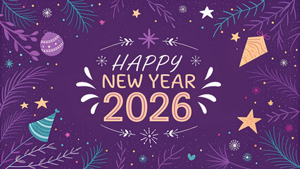 happy new year 2026, silvester, new year's eve, new year party celebration holiday backgrounds greeting card with text- firework fireworks pyrotechnic display on dark black night sky
