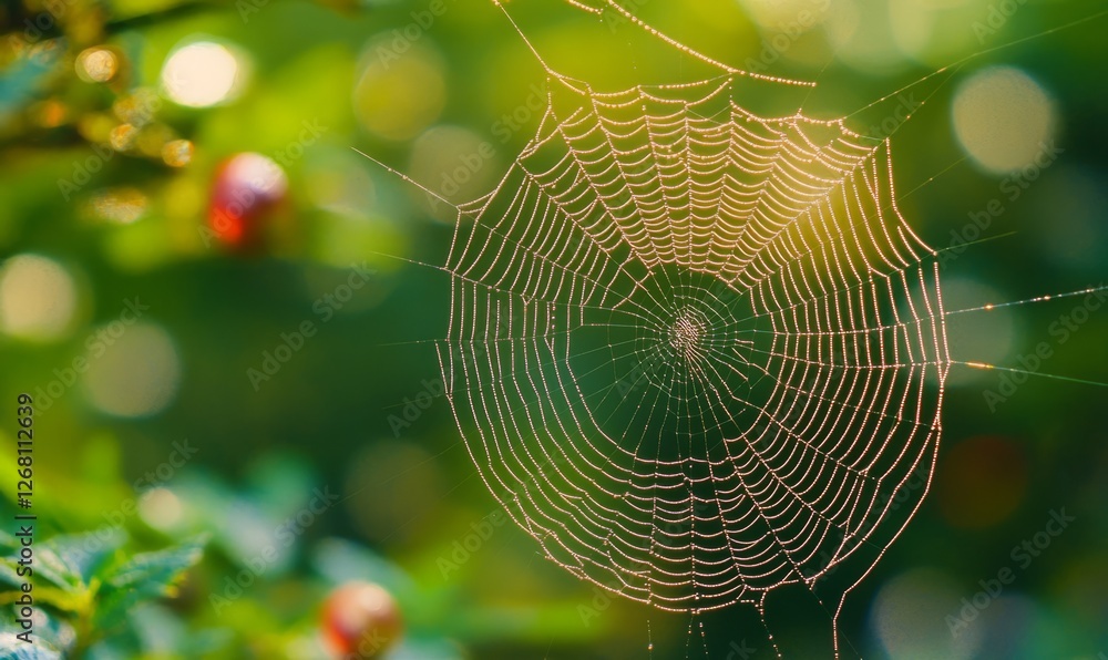 Poster a macro photograph of a spiders web highlighting the similarities between the structure of a web and