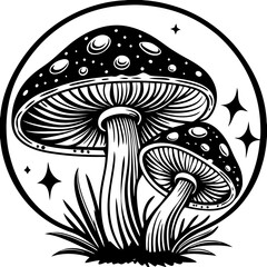 vector illustration of a mushroom, icon for your tattoo design