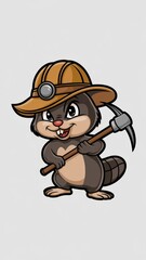 Fototapeta premium Cute Mischievous Mole Mascot with Miner’s Hat – Vector Illustration Generative AI