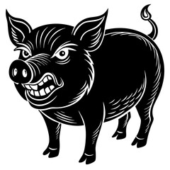 Pig Animal Vector Illustration – Cartoon, Clipart & Line Art Design on White Background, Pig animal vector clipart in cartoon, line art, and illustration style on a white background.