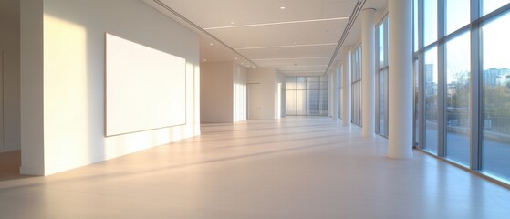 Fototapeta premium modern bright gallery interior with empty frame