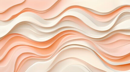 Fototapeta premium abstract background with soft waves in peach and white shades. The image features a layered design, creating a sense of depth and dimension