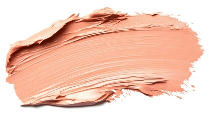 peach color foundation cream smudged on white background