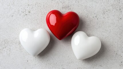 Red and White Heart Shapes on Textured Background