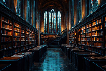 Ancient Library with Grand Architecture 
