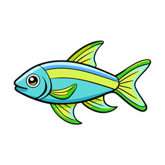 Neon Tetra Fish Vector Illustration – Cartoon, Clipart & Line Art Design on White Background, Neon tetra fish vector clipart in cartoon, line art, and illustration style on a white background.