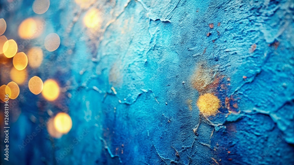 Poster abstract blue plaster grunge texture background with bokeh effect - horizontal decorative design