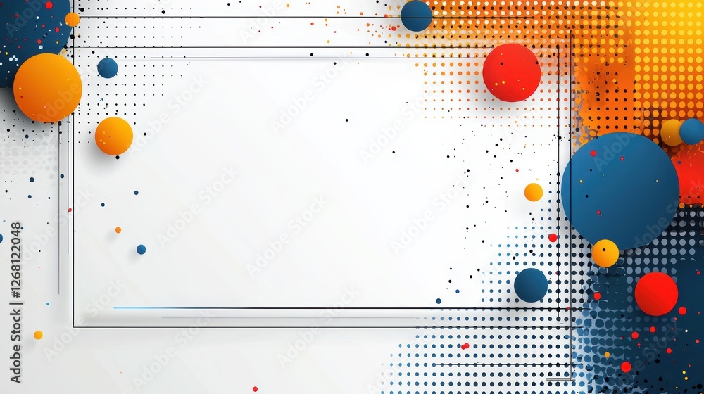 Poster Abstract design with colorful circles and a blank space for text.